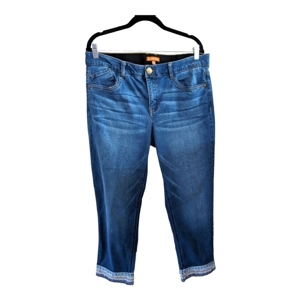 reCreation Stretch Embellished Hem Jeans Size 14 Stretch Comfort